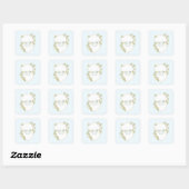 Carré Mediterranean Lemon Coastal Wedding Square Sticker (Feuille)