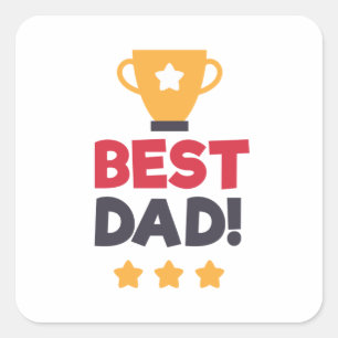 Carré Meilleure Fête des pères papa heureux   Sticker