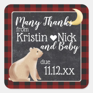 Carré Merci d'attente rapide Favor Sticker Buffalo Plaid