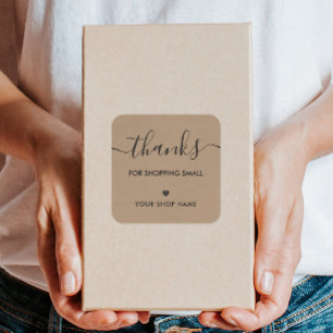 Carré Merci de Shopping Petits Sticker Tags, Kraft