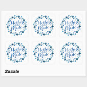 Carré Mère de la Mariée Blue Floral Mariage Sticker (Feuille)