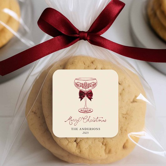 Carré Merry Christmas 2025 Favor Sticker