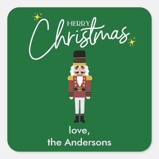 Carré Merry Christmas Nutcracker Personalize Sticker (Devant)