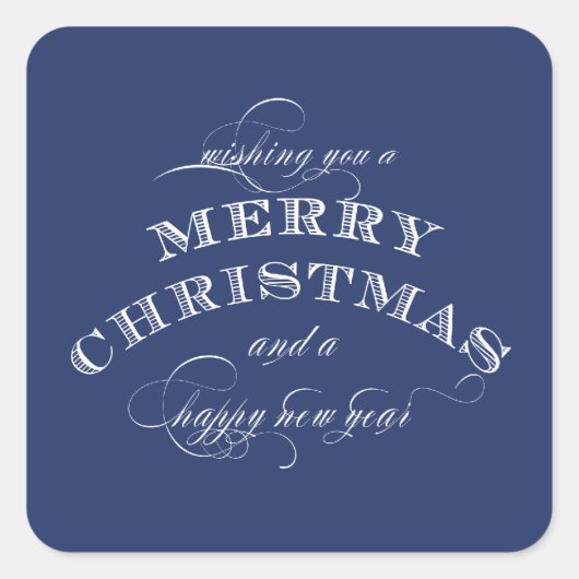 CARRÉ MERRY CHRISTMAS STICKER BLEU (Devant)