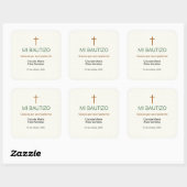 Carré Mi Bautizo Favor Sticker Custom Baptism Label (Feuille)