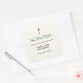 Carré Mi Bautizo Favor Sticker Custom Baptism Label (Enveloppe)
