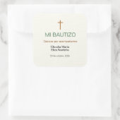 Carré Mi Bautizo Favor Sticker Custom Baptism Label (Sac)