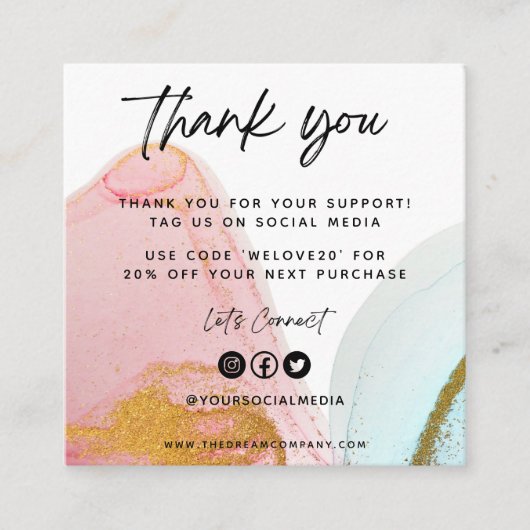 Carré Mini Carte de visite couleur rose (Devant)