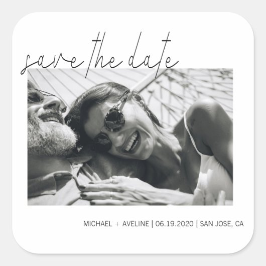 Carré Minimalisme Élégant ⎥ Photo Enregistrer Le Sticker (Devant)