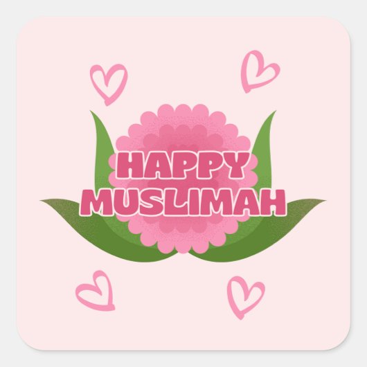 Carré Minimalist Happy Muslimah Sticker (Devant)