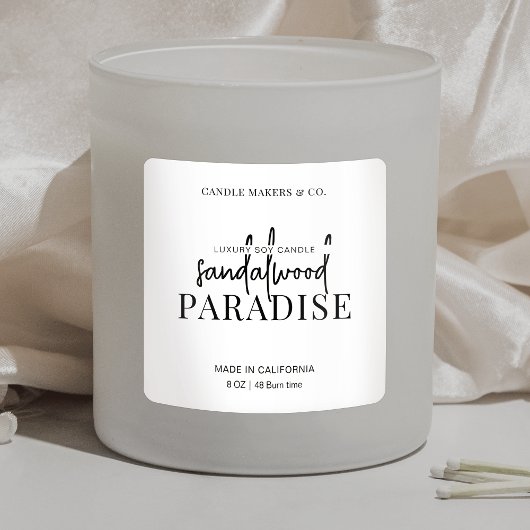 Carré minimaliste Étiquette Élégant noir blanc