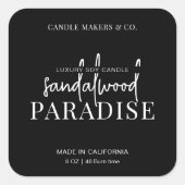 Carré minimaliste Étiquette Élégant noir blanc (Devant)