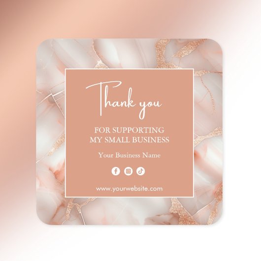 Carré Modern Abstract Rose Gold Business Sticker