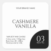 Carré Modern black and white candle label sticker (Devant)
