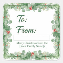 Modern Christmas Round Gift Sticker 