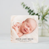 Carré moderne Carte photo Faire-part de naissance (Debout devant)