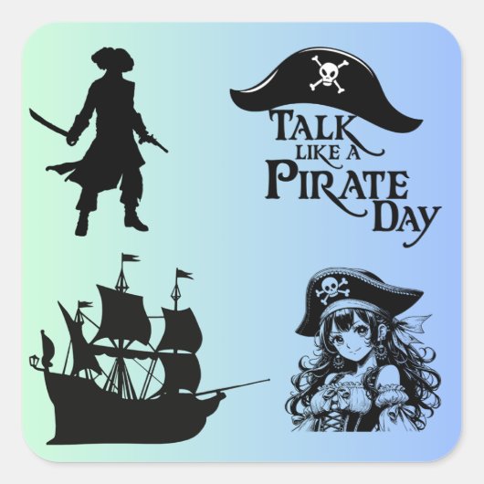 Carré Mon Sticker Pirate Unique : Adventure Await (Devant)