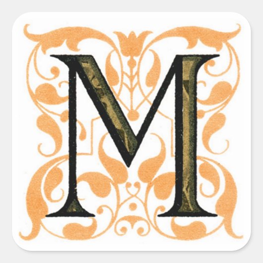 Carré Monogramme fantaisie 'M' - Sticker (Devant)