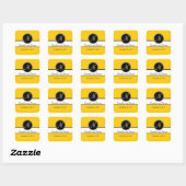 Carré Monogramme jaune noir Favour Sticker (Feuille)