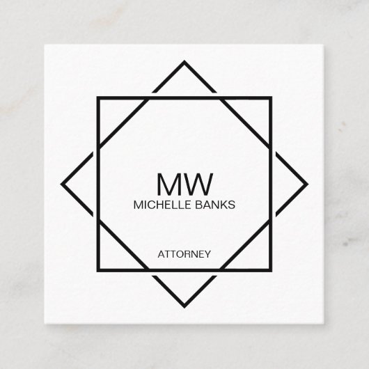 Carré Monogramme professionnel Carte de visite noir et b (Devant)