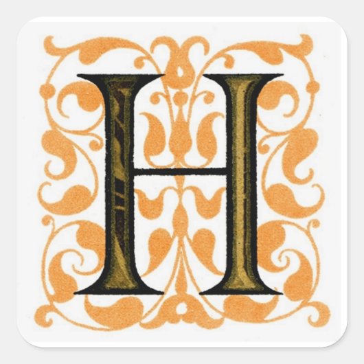 Carré Monogramme Vintage fantaisie 'H' - Sticker (Devant)