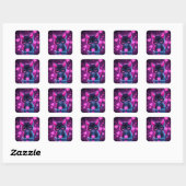 Carré Neon Heart Valentines  Square Sticker (Feuille)