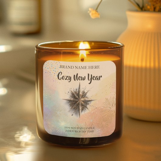 Carré New Year Candle Sticker – Warm & Cozy Design