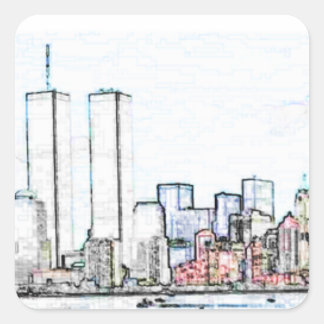 Carré New York City avec Sticker Twin Towers