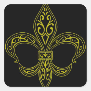 Carré Noir et Gold Fleur De Lis Sticker