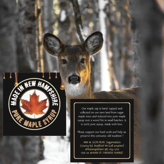 Carré Nom d'état MAPLE SYRUP CARTE DE VISITE avec goutte