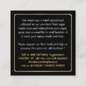 Carré Nom d'état MAPLE SYRUP CARTE DE VISITE avec goutte (Dos)