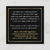 Carré Nom d'état MAPLE SYRUP CARTE DE VISITE avec goutte (Dos)