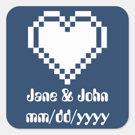 Carré Nos Coeurs 8 bits dans Sticker Marine (Devant)