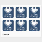 Carré Nos Coeurs 8 bits dans Sticker Marine (Feuille)