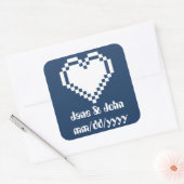 Carré Nos Coeurs 8 bits dans Sticker Marine (Enveloppe)