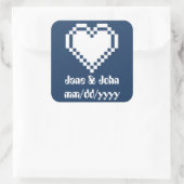 Carré Nos Coeurs 8 bits dans Sticker Marine (Sac)