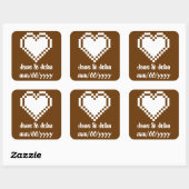 Carré Nos Coeurs 8 bits en Sticker au chocolat (Feuille)