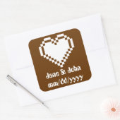 Carré Nos Coeurs 8 bits en Sticker au chocolat (Enveloppe)