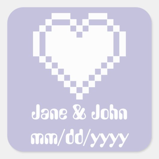 Carré Nos Coeurs 8 bits en Sticker Lavender (Devant)