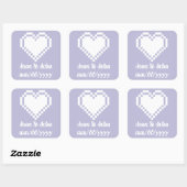 Carré Nos Coeurs 8 bits en Sticker Lavender (Feuille)