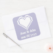 Carré Nos Coeurs 8 bits en Sticker Lavender (Enveloppe)