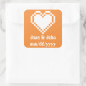 Carré Nos Coeurs 8 bits en Sticker Orange (Sac)