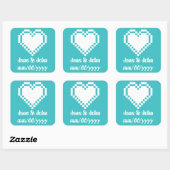 Carré Nos Coeurs 8 bits en Sticker Turquoise (Feuille)