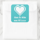 Carré Nos Coeurs 8 bits en Sticker Turquoise (Sac)