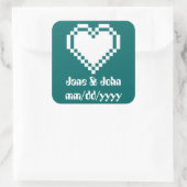 Carré Nos Coeurs 8 bits en Sticker Turquoise (Sac)