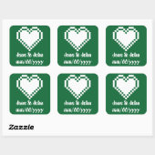 Carré Nos Coeurs 8 bits en Sticker Vert (Feuille)