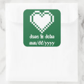 Carré Nos Coeurs 8 bits en Sticker Vert (Sac)