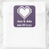 Carré Nos Coeurs 8 bits en Sticker violet (Sac)