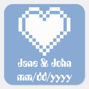 Carré Nos Coeurs à 8 bits en Sticker Periwinkle