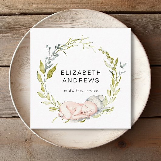 Carré Nouveau Born-Eucalyptus-Wreath, carte de visite mo